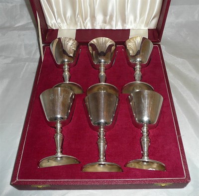 Lot 10 - A set of six silver wine cups, Birmingham 1973