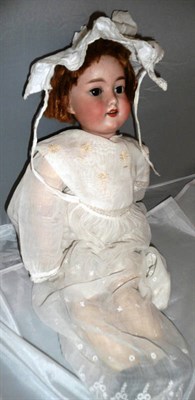 Lot 11 - Armand Marseille 390 doll in cotton dress and bonnet