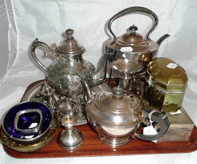 Lot 25 - A collection of silver and plated items and two pieces of brass