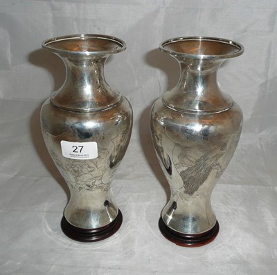 Lot 27 - A pair of Chinese silver plated vases with provenance