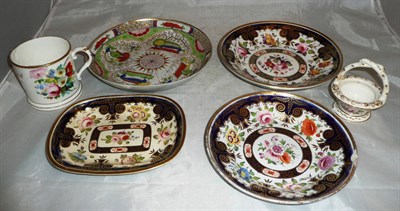 Lot 38 - Four 19th century plates, a mug and a small basket