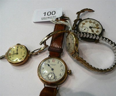 Lot 100 - A lady's Vertex wristwatch, another lady's wristwatch (a.f.) and two wristwatches