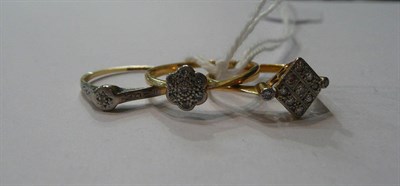 Lot 106 - Three diamond set rings (two very worn)