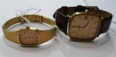 Lot 113 - A gent's steel and gilt wristwatch signed Longines and a lady's steel and gilt wristwatch...