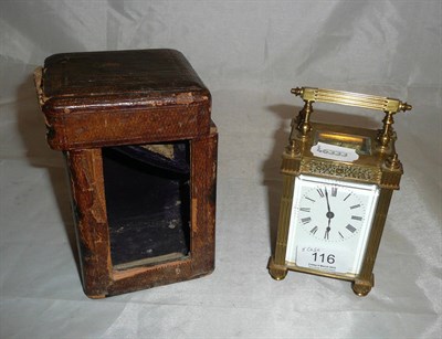 Lot 116 - A cased brass carriage clock