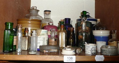 Lot 138 - Quantity of assorted glass and pottery, chemists' jars etc