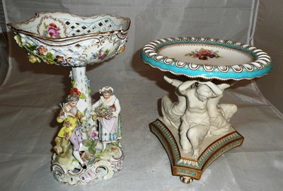 Lot 153 - A Potschappel centrepiece; and a Copeland centrepiece