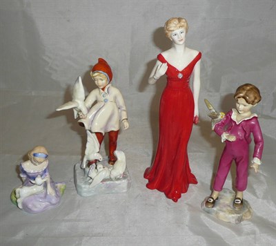 Lot 155 - Royal Worcester figures 'November', 'The Parakeet', 'Diana the People's Princess' and Doulton...