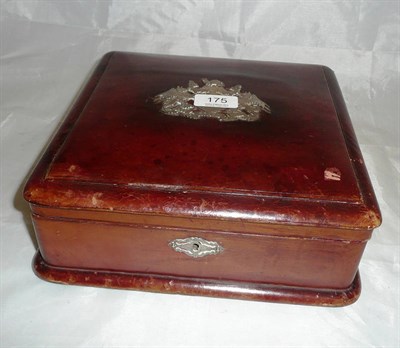 Lot 175 - Leather box with Guild of Grocer's crest