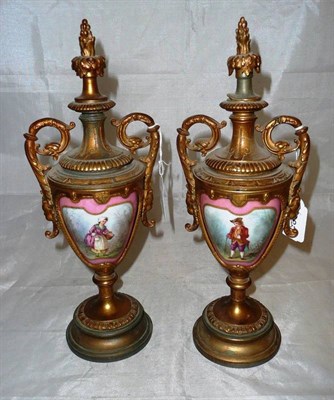 Lot 180 - A pair of Sevres style vases