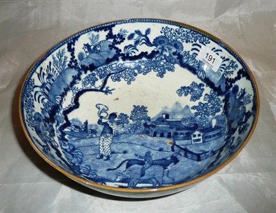 Lot 191 - A Staffordshire pearlware bowl decorated with hunters