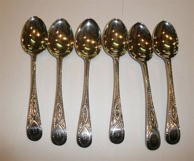 Lot 241 - A set of six silver tea spoons