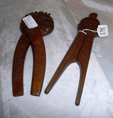 Lot 261 - Two chip carved Scandinavian nutcrackers