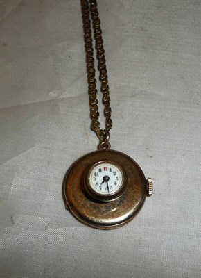 Lot 295 - 9ct gold button watch and chain