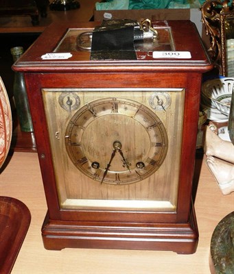 Lot 300 - Mahogany cased chiming mantel clock