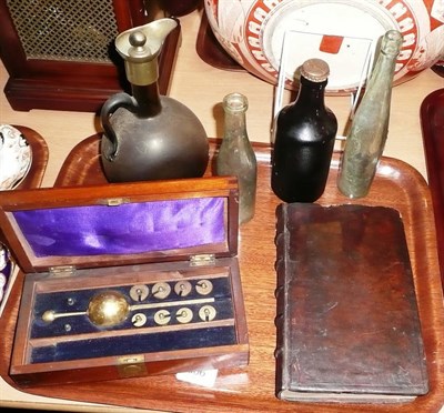 Lot 306 - Sikes hydrometer in hinged mahogany box, glass flagon with plated mount and one volume 'Art of...