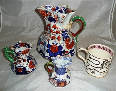 Lot 307 - Three Mason's jugs and a Wedgwood coronation jug