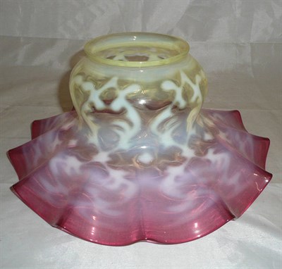 Lot 313 - A cranberry and vaseline glass shade