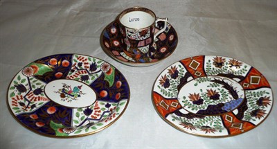 Lot 318 - 19th century Derby Imari cup and saucer, and two 19th century Spode oval stands