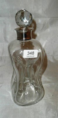 Lot 348 - Glass decanter and stopper with silver collar