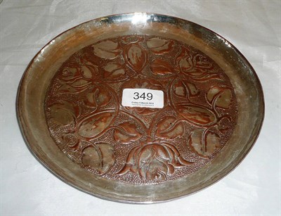 Lot 349 - Keswick School of Industrial Art embossed plated dish, signed Mawson