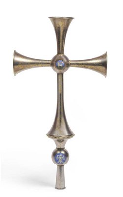 Lot 455 - A Festival of Britain Processional Cross, W F Knight Ltd, circa 1950, the trumpet form cross formed