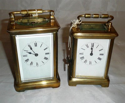 Lot 350 - Two brass carriage clocks