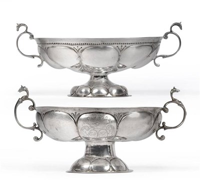 Lot 456 - A Dutch Silver Brandy Bowl, 19th century or earlier, the oval lobed body on a conforming base, both