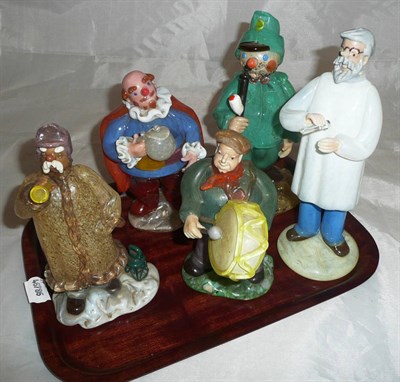 Lot 368 - Five glass Czechoslovakian figures