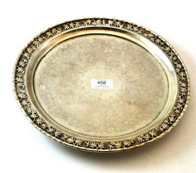 Lot 458 - A Chinese Export Salver, bears silver mark for Hoaching, 19th century, engraved with bamboo...