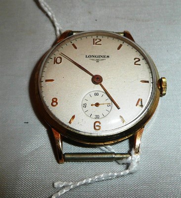 Lot 395 - A gent's Longines wristwatch face, case stamped 18K