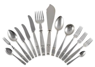 Lot 465 - A Service of Art Deco Silver Flatware, Elkington & Co, Birmingham 1937, the reeded handles with...