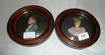 Lot 456 - Two framed wax portraits of Napoleon and Josephine