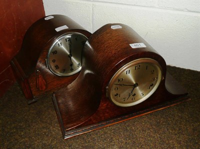 Lot 461 - An oak cased Westminter chiming mantel clock and another