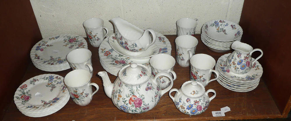 Lot 468 - Wedgwood Avebury pattern floral decorated seven piece dinner service