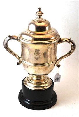 Lot 469 - A George V Silver Twin-Handled Trophy Cup and Cover, Goldsmiths & Silversmiths Co Ltd,...