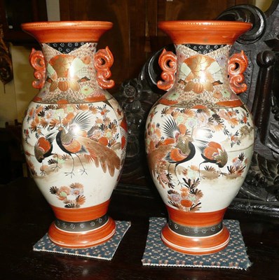 Lot 491 - A pair of Japanese Kutani porcelain large vases