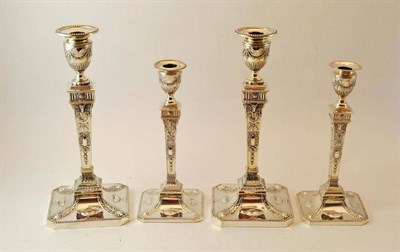 Lot 471 - A Pair of Edward VII Neo-Classical Table Candlesticks, Walter Latham & Son, Sheffield 1909,...