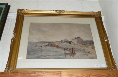 Lot 515 - Gilt framed watercolour, H Watkinson, cottages by the sea