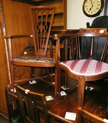 Lot 604 - Edwardian inlaid corner chair and another (2)