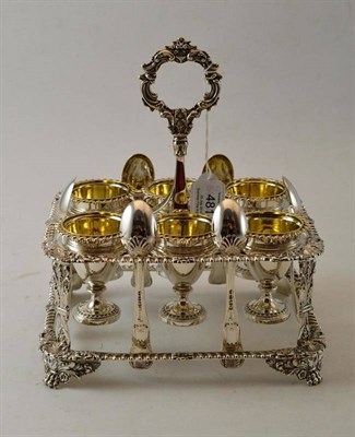 Lot 481 - A George IV Silver Egg Cruet for Six, William Eaton, London 1828, rounded rectangular, with six...