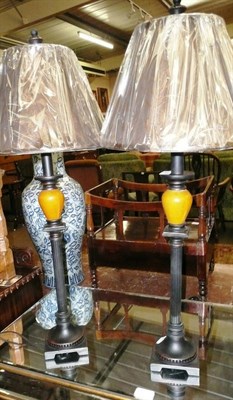 Lot 628 - A pair of decorative lamps and shades