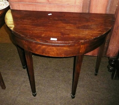 Lot 649 - 19th century mahogany D-shaped card table