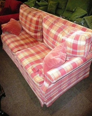 Lot 666 - A modern double sofa bed upholstered in a checked fabric