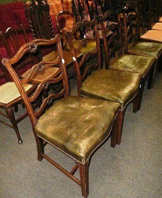 Lot 669 - Four 19th century mahogany ladder back chairs (2+2)