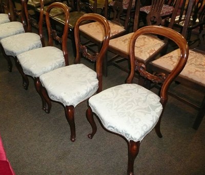 Lot 671 - Six Victorian balloon back chairs