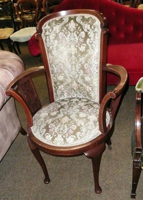 Lot 674 - Edwardian mahogany inlaid armchair