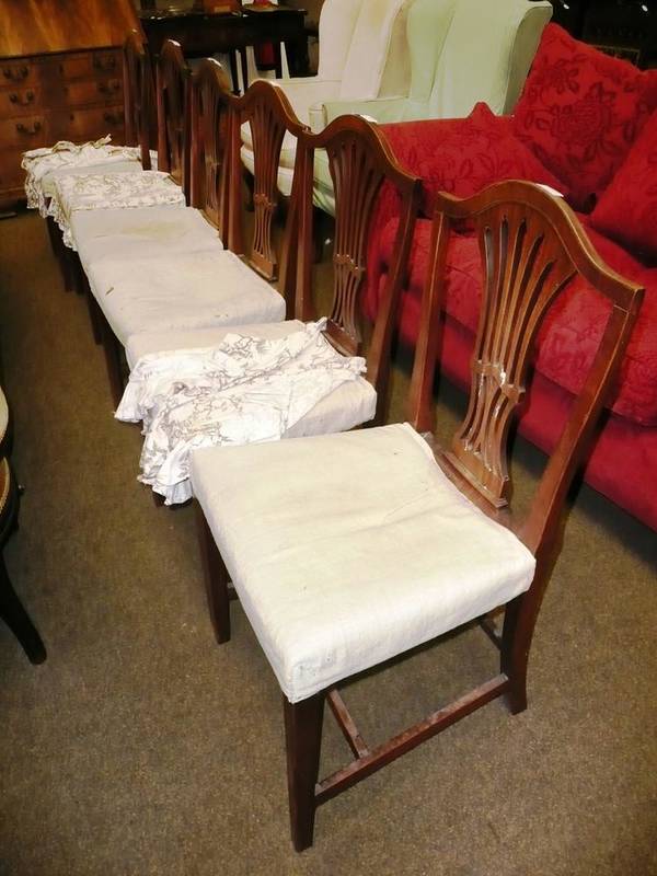 Lot 683 - Six 19th century mahogany splat back dining chairs