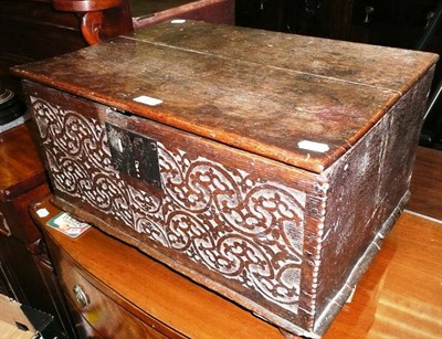 Lot 693 - An 18th century carved oak bible box