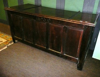 Lot 725 - Large panelled oak kist dated 1650